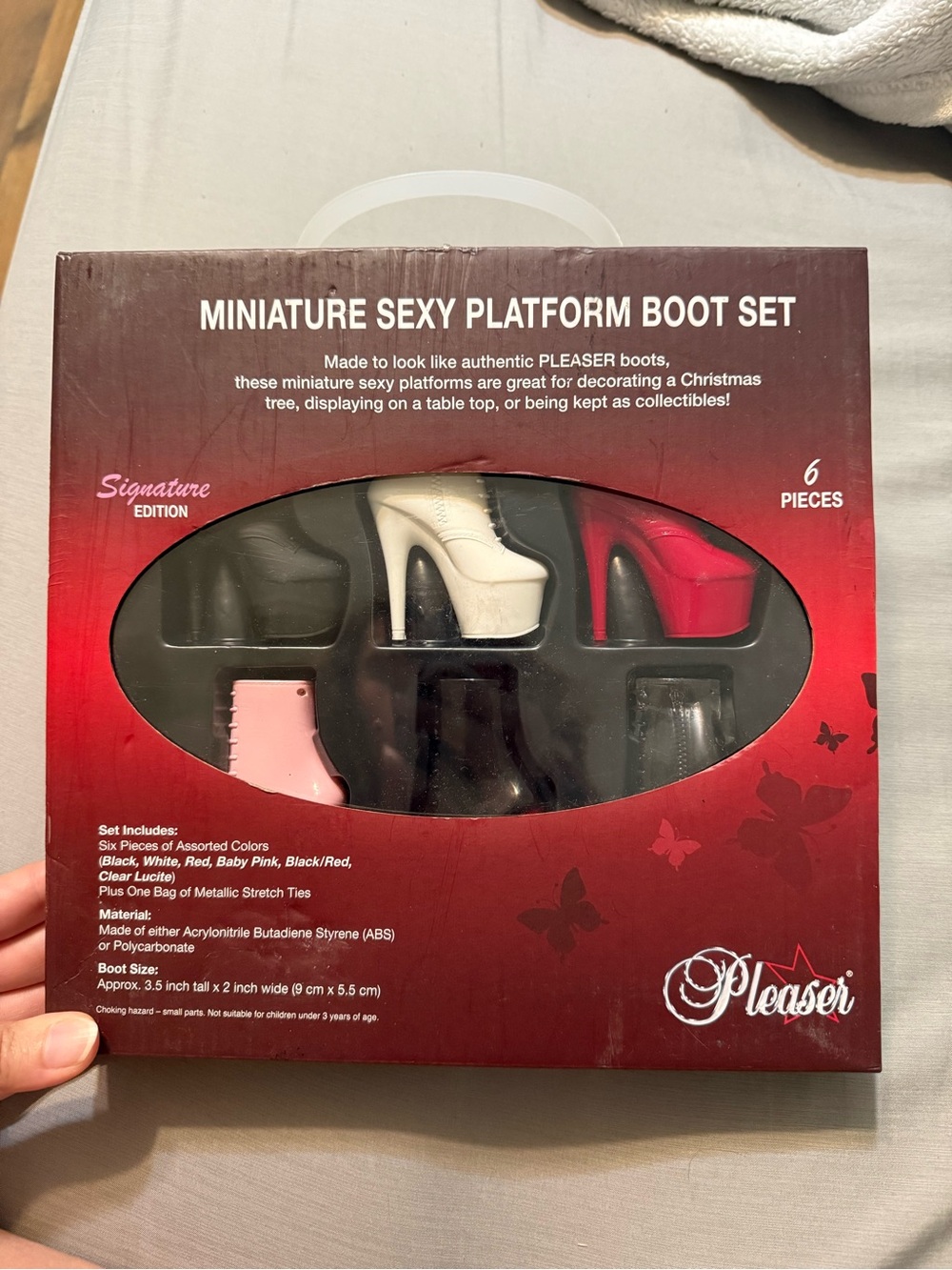 Pleaser Miniature Sexy Platform Boot Set - Black, White, Red, Pink
